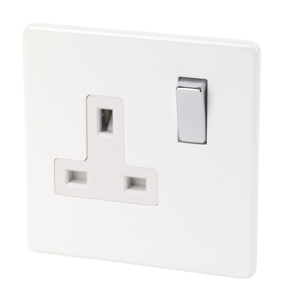 Varilight  13AX 1-Gang DP Switched Plug Socket Ice White  with White Inserts