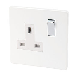 Varilight  13AX 1-Gang DP Switched Plug Socket Ice White  with White Inserts