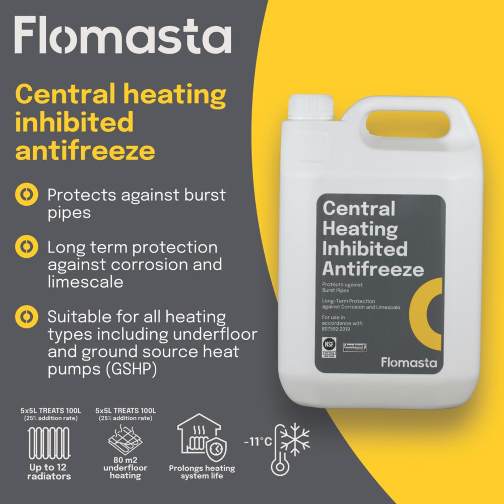 Flomasta Concentrated Central Heating Inhibited Antifreeze 5Ltr - Main Image