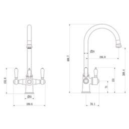 ETAL Bishop Traditional Cruciform Style 3-in-1 Boiling Water Kitchen Tap Chrome