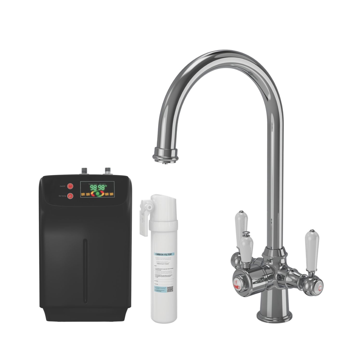 ETAL Bishop Traditional Cruciform Style 3-in-1 Boiling Water Kitchen Tap Chrome (440AX)