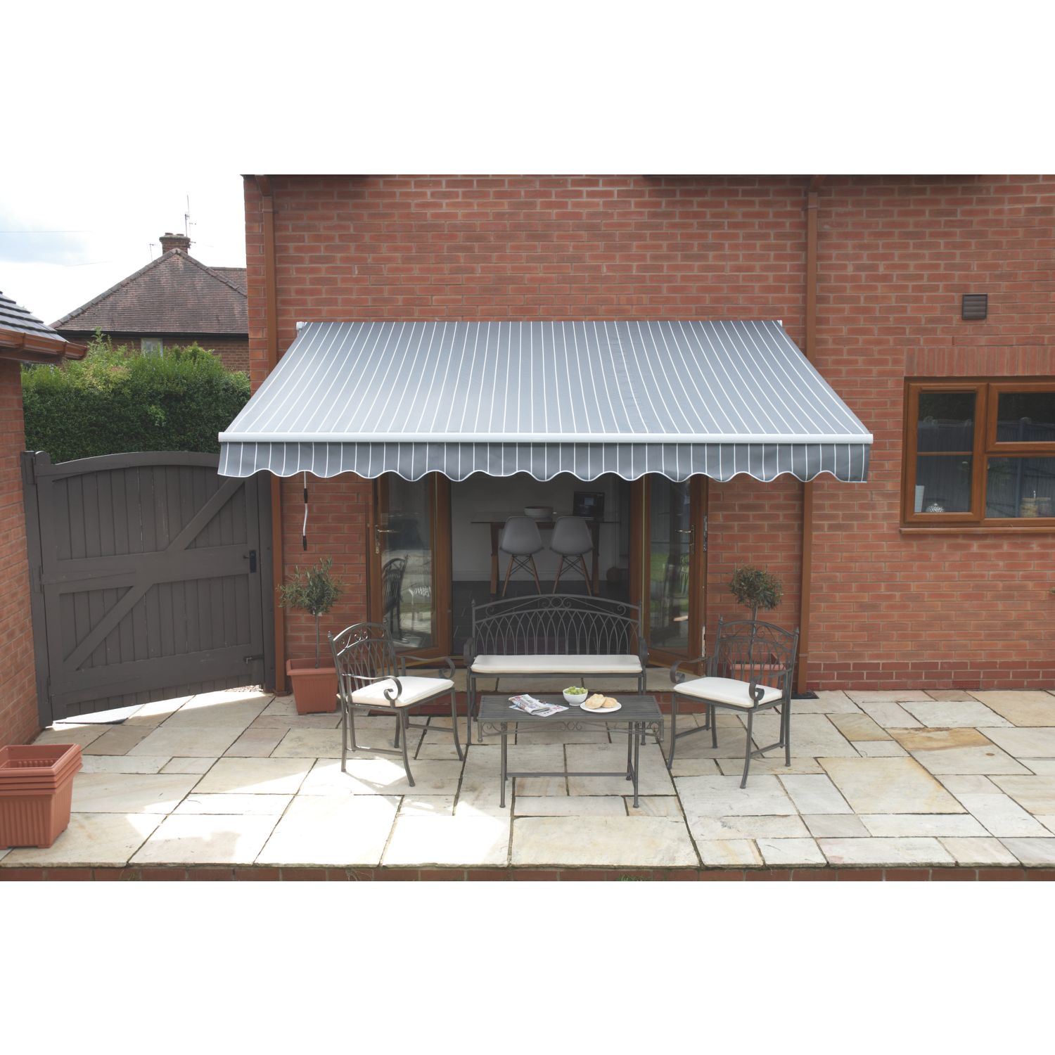 Greenhurst Berkeley Easy-Fit Awning Grey/White 3.5m x 2.5m (440FG)