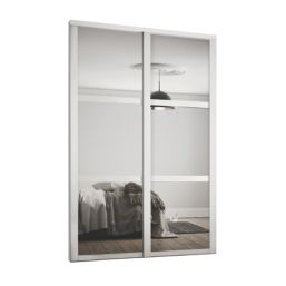 Spacepro Shaker 2-Door Sliding Wardrobe Door Kit White Frame Mirror Panel 1185mm x 2260mm