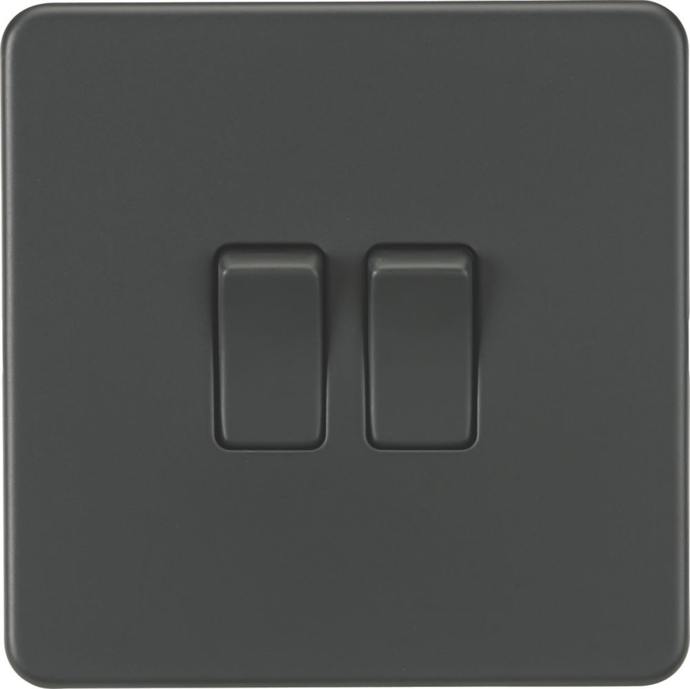 Knightsbridge 10AX 2-Gang 2-Way Light Switch Anthracite - Screwfix