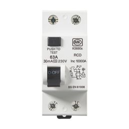 MK Sentry  63A 30mA 2-Pole A Curve  RCCB