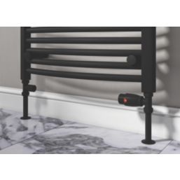 ETAL Danva 15mm x 1/2" Satin Black Straight Modern Thermostatic Radiator Valve & Lockshield