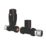 ETAL Danva 15mm x 1/2" Satin Black Straight Modern Thermostatic Radiator Valve & Lockshield