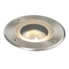 Saxby Pillar 105mm Outdoor Round Ground Light Brushed Stainless steel