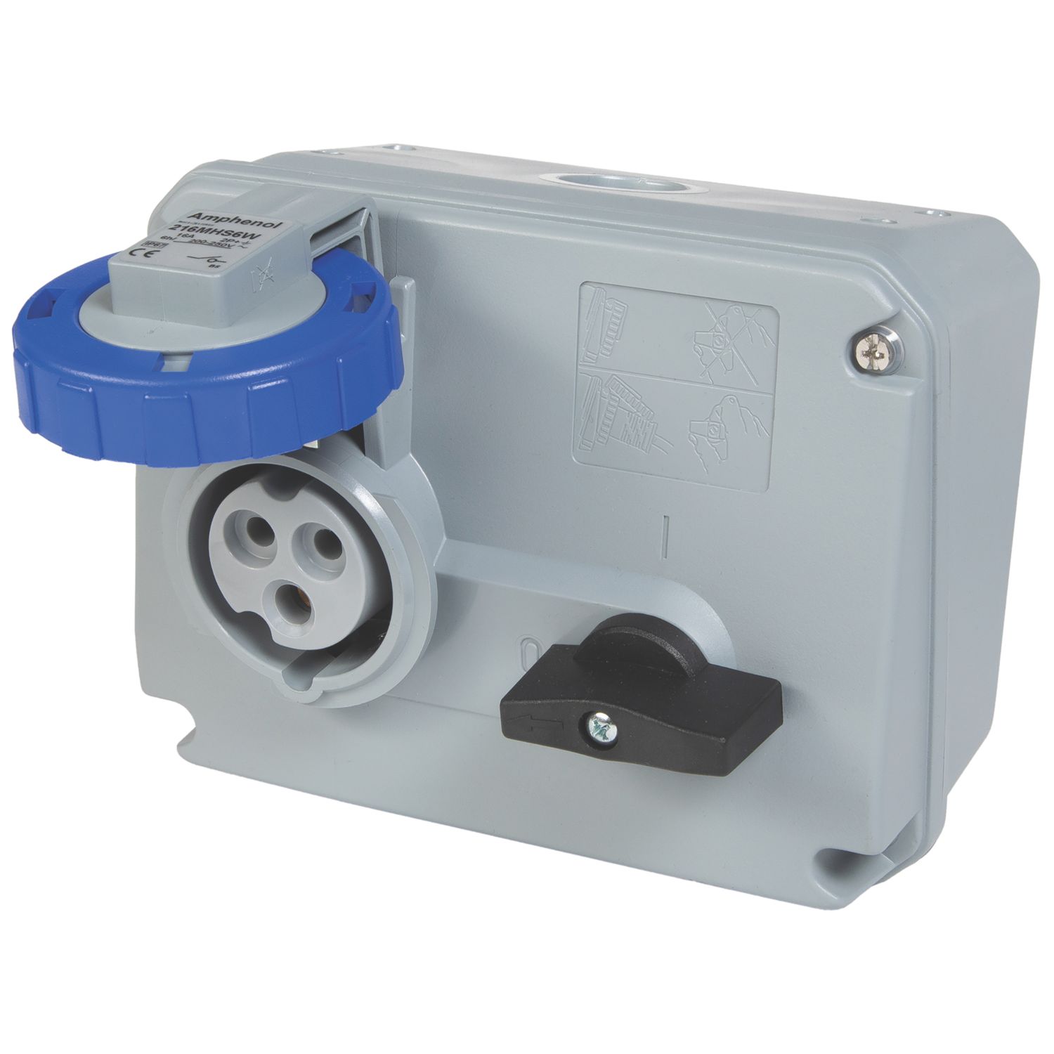 Amphenol 16A 2P+E Switched Socket 250V (4415F)