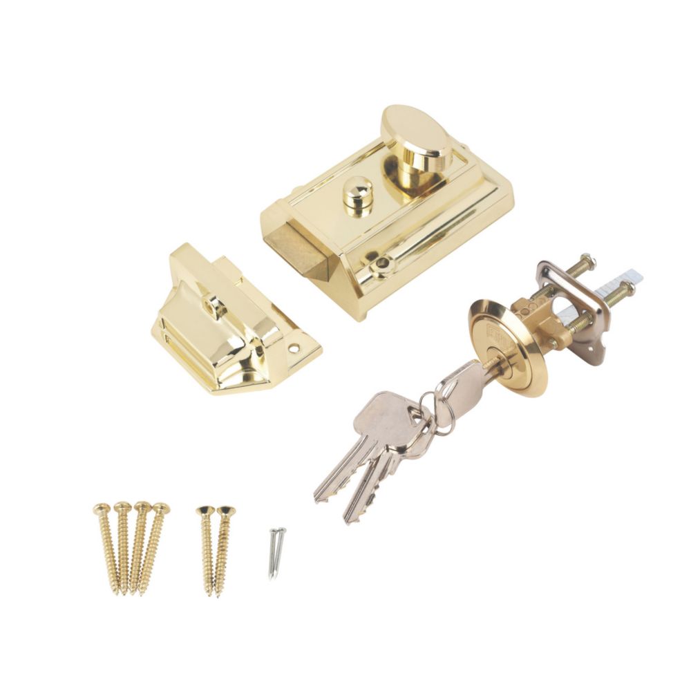 Smith & Locke Traditional Night Latch Brass Effect 60mm Backset Screwfix