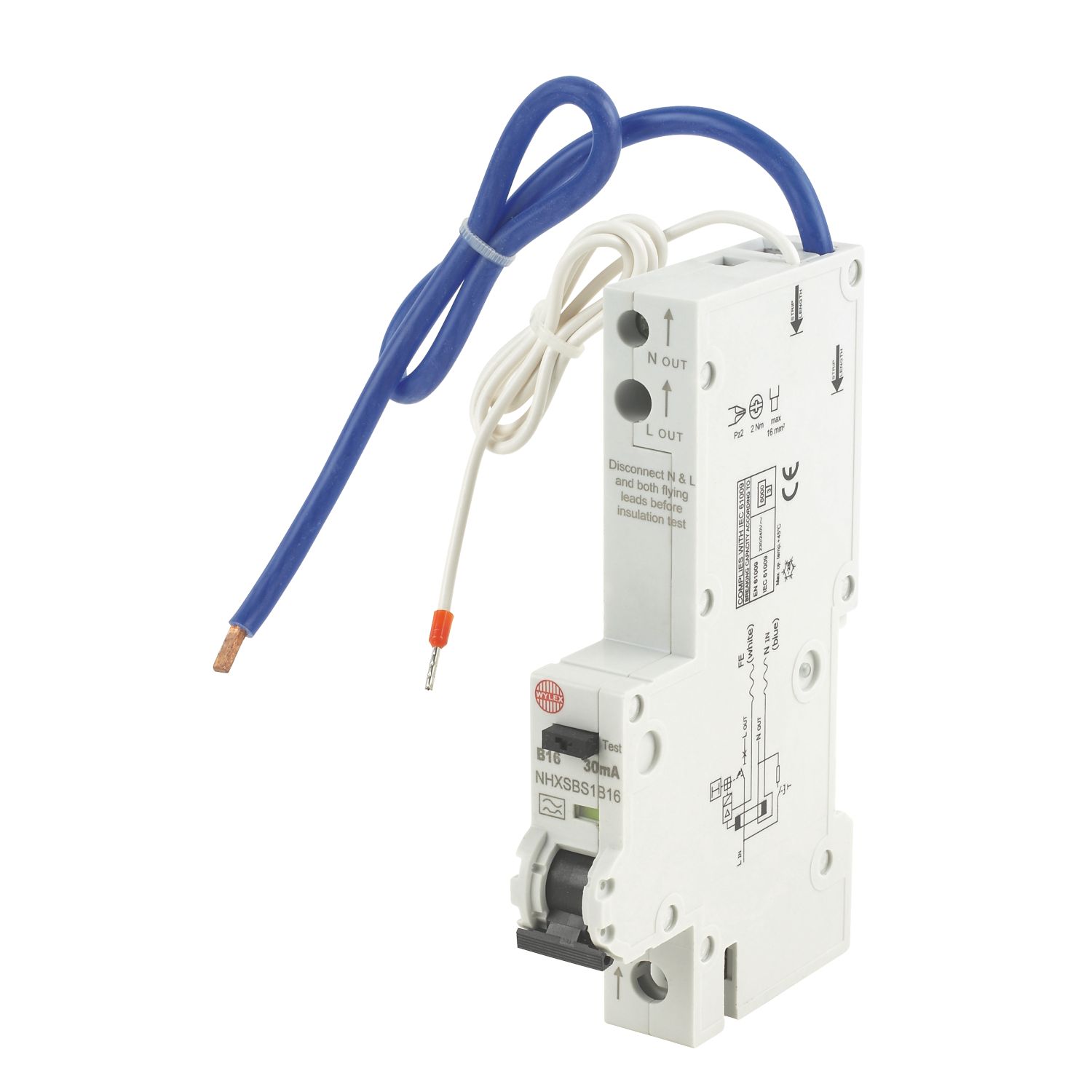 Wylex 16A 30mA Type A SP B Curve RCBO (44169)