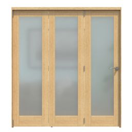 Green & Taylor  3-Door 1-Frosted Light Satin Lacquered Oak Wooden Shaker Internal Bi-Fold Fully Finished Door 2060mm x 2133mm