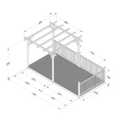 Forest Ultima 16' x 8' (Nominal) Flat Pergola & Decking Kit with 3 x Balustrades (3 Posts)