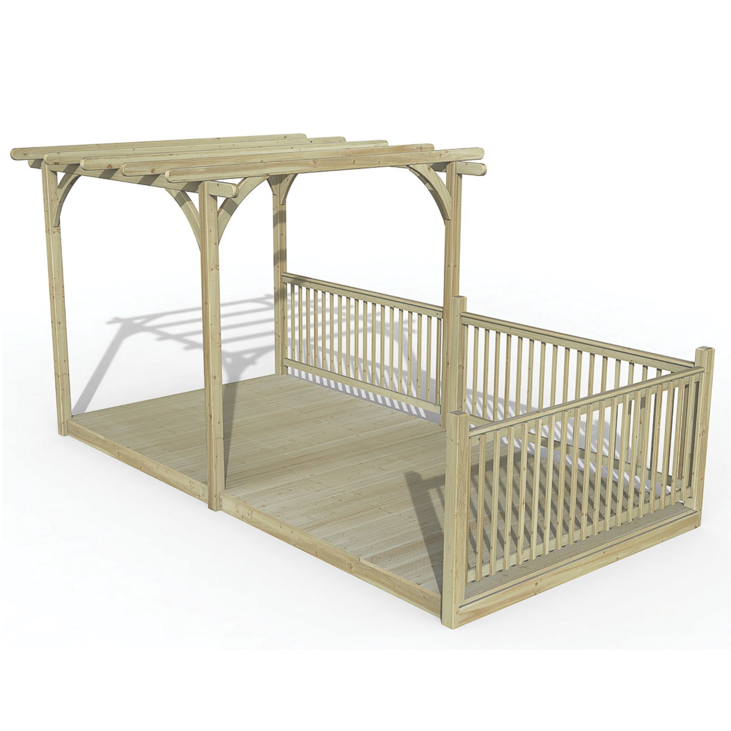 Forest Ultima 16' x 8' (Nominal) Flat Pergola & Decking Kit with 3 x Balustrades (3 Posts) (441FL)