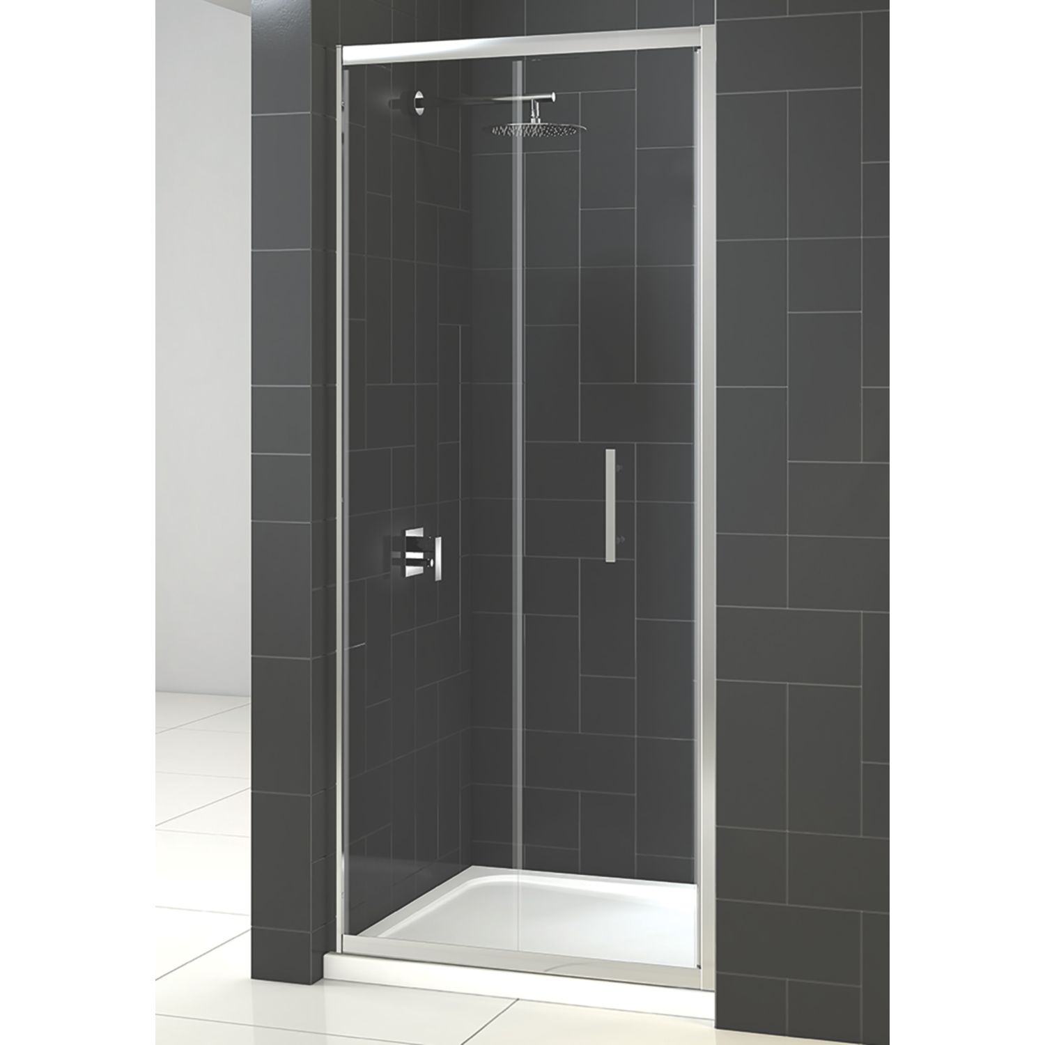 Triton Fast Fix Framed Rectangular Bi-Fold Shower Door Chrome 900mm x 1900mm (441KT)