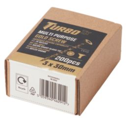 Turbo TX  TX Double-Countersunk  Multipurpose Screws 3mm x 30mm 200 Pack