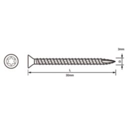 Turbo TX  TX Double-Countersunk  Multipurpose Screws 3mm x 30mm 200 Pack