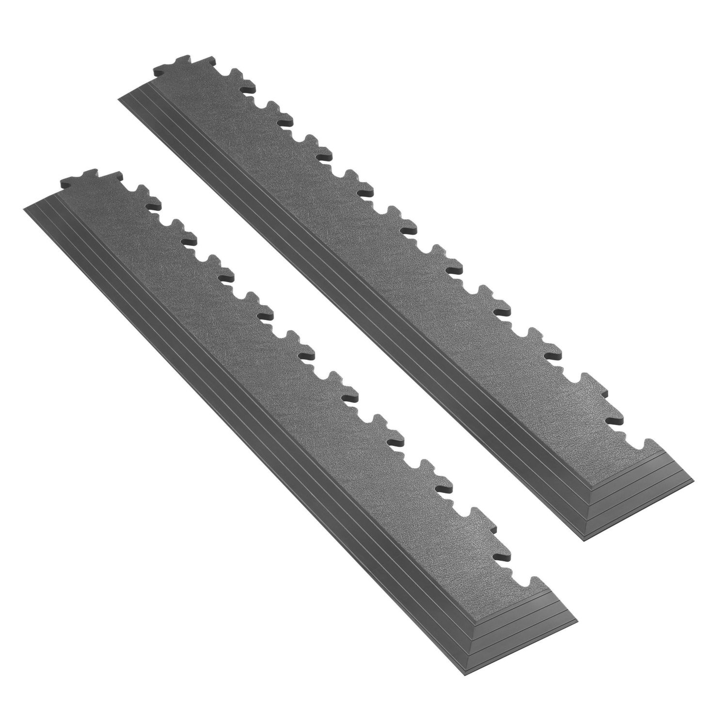 Garage Floor Tile Company Recycled X-Joint 7mm Interlocking Corner Ramps Graphite 585mm x 90mm 2 Pack (441YU)