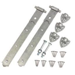 GateMate Matt Silver Straight Heavy Reversible Hinges 155mm x 18" x 450mm 2 Pack