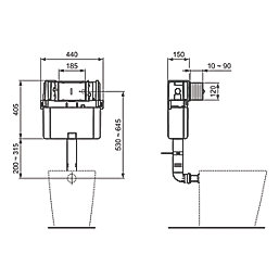 Ideal Standard ProSys 150 Pneumatic Dual-Flush Cistern 6Ltr