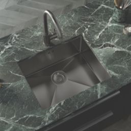 ETAL Elite 1 Bowl Stainless Steel Inset / Undermount Kitchen Sink Brushed Gun Metal 540mm x 205mm