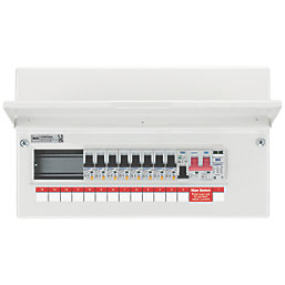 British General Fortress 16-Module 12-Way Part-Populated  Main Switch Consumer Unit with SPD