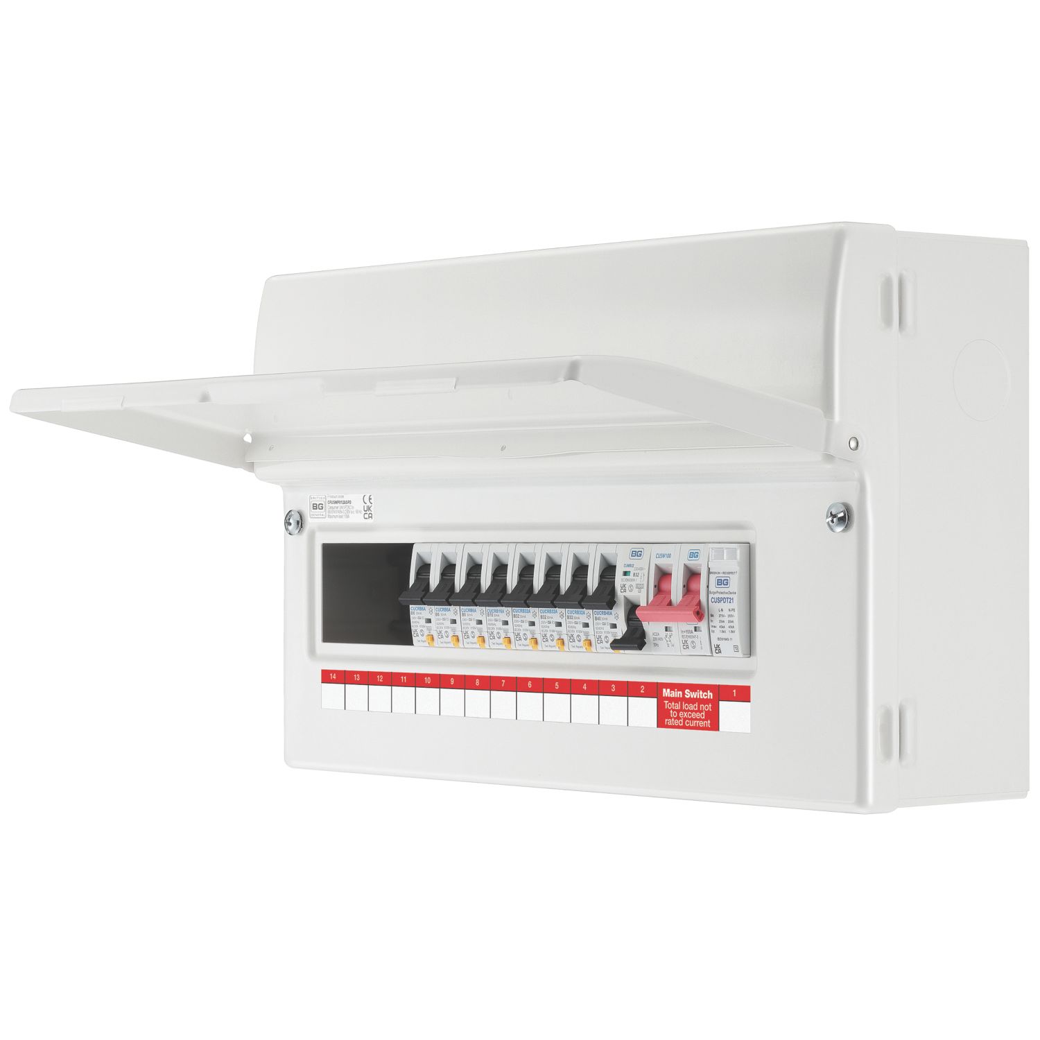 British General Fortress 16-Module 12-Way Part-Populated Main Switch Consumer Unit with SPD (442KG)