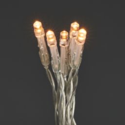 120  Battery LED Indoor & Outdoor Warm White String Christmas Lights with Clear Cable