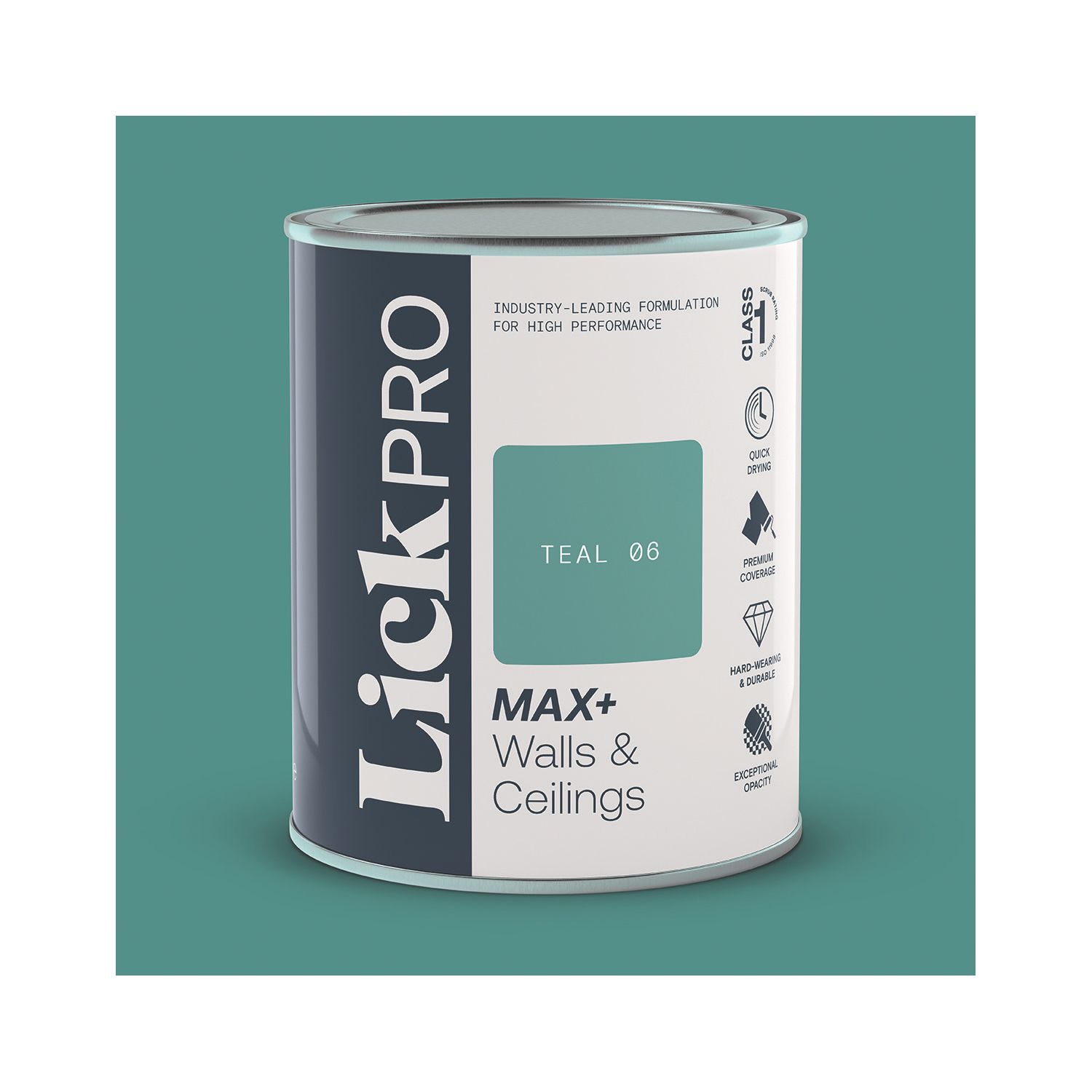 LickPro Max+ 1Ltr Teal 06 Matt Emulsion Paint (442TM)