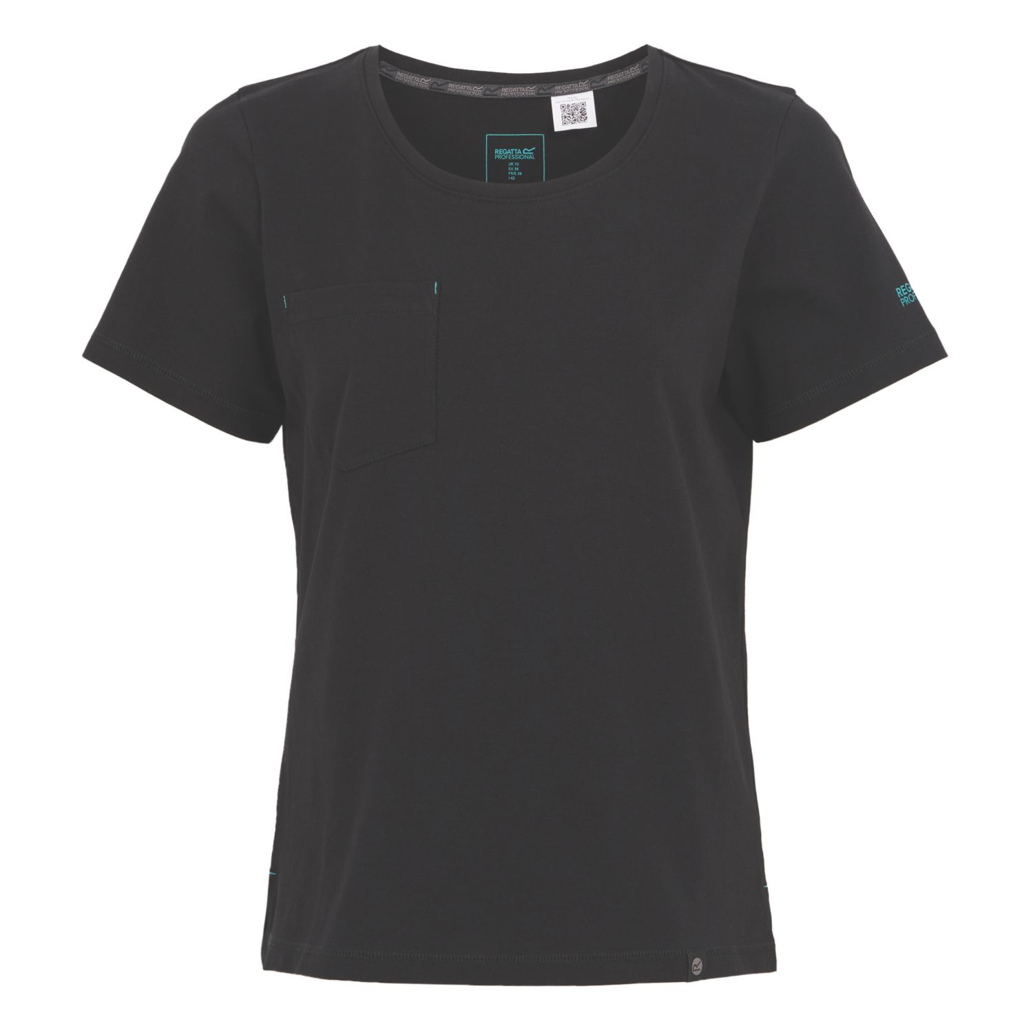 Regatta Ada Short Sleeve Womens Cotton Stretch T-Shirt Black Size 18 (442VC)