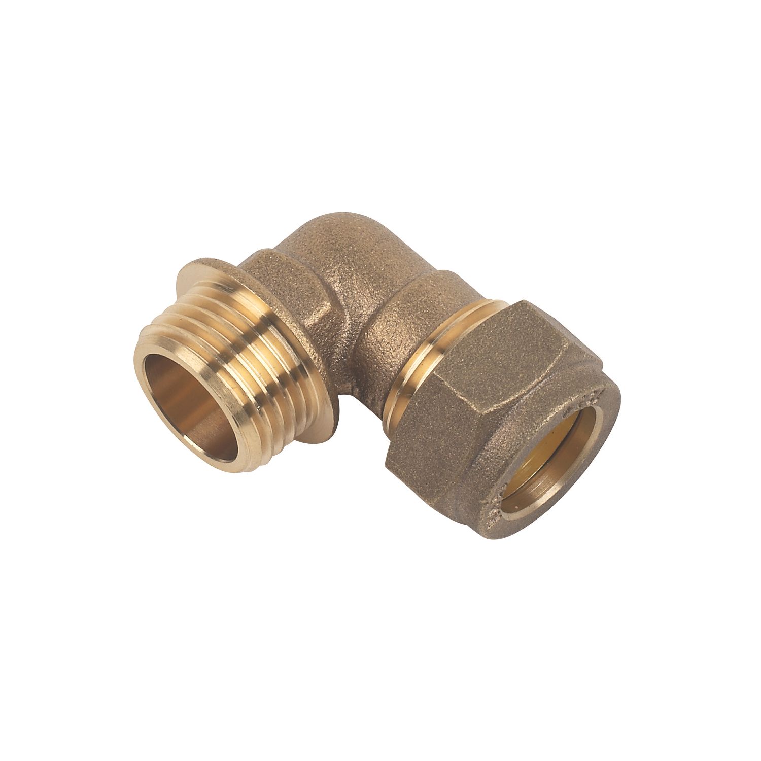 Flomasta Brass Compression Adapting 90° Male Elbow 15mm x 1/2" (44344)