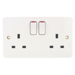 Hager Sollysta WMSS82 13A 2-Gang 2P+E Switched Socket White