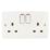Hager Sollysta WMSS82 13A 2-Gang 2P+E Switched Socket White