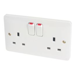 Hager Sollysta WMSS82 13A 2-Gang 2P+E Switched Socket White