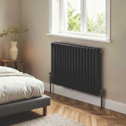 Flomasta 600mm x 785mm 3376BTU Black Horizontal 3 Column Radiator