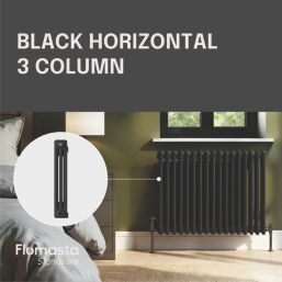 Flomasta 600mm x 785mm 3376BTU Black Horizontal 3 Column Radiator