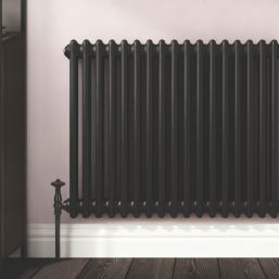 Flomasta 600mm x 785mm 3376BTU Black Horizontal 3 Column Radiator