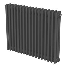 Flomasta 600mm x 785mm 3376BTU Black Horizontal 3 Column Radiator