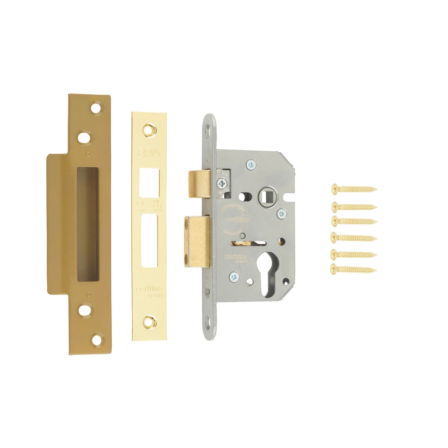ERA Polished Brass Euro Sashlock 65mm Case - 44mm Backset (443KR)
