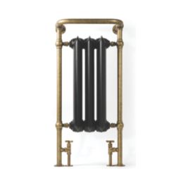 Terma 900mm x 490mm 1217BTU Black / Brass Cast Iron Traditional Towel Radiator