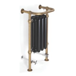 Terma Plain 2-Column Cast Iron Towel Rail 900m x 490mm Black / Brass 1217BTU