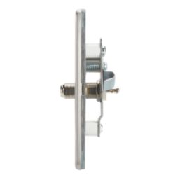 Contactum Lyric 2-Gang F-Type Satellite Socket Brushed Steel with White Inserts