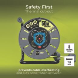 Masterplug PRO-XT 13A 4-Gang 50m  Large Cable Reel 240V