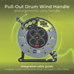 Masterplug PRO-XT 13A 4-Gang 50m  Large Cable Reel 240V