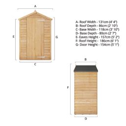 Mercia Value Windowless 4' x 2' 6" (Nominal) Apex Overlap Timber Shed