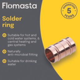 Flomasta  Copper Solder Ring Equal Couplers 10mm 10 Pack
