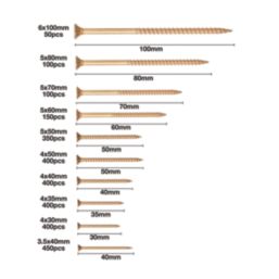 Goldscrew  PZ Double-Countersunk Woodscrews Expert Trade Case 2800 Pcs