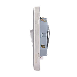 Schneider Electric Lisse Deco 13A Switched Fused Spur & Flex Outlet  Brushed Stainless Steel with White Inserts