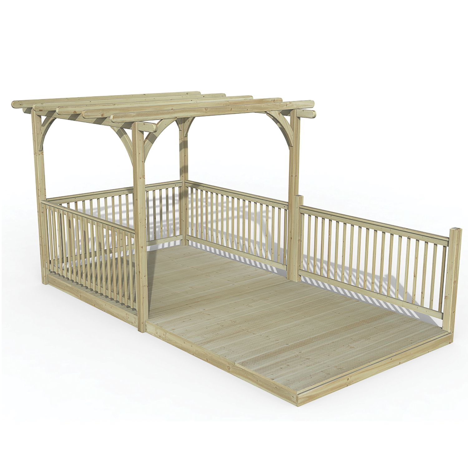 Forest Ultima 16' x 8' (Nominal) Flat Pergola & Decking Kit with 4 x Balustrades (2 Posts) (444FL)