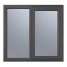 Crystal  Right-Hand Opening Obscure Triple-Glazed Casement Anthracite on White uPVC Window 1190mm x 965mm